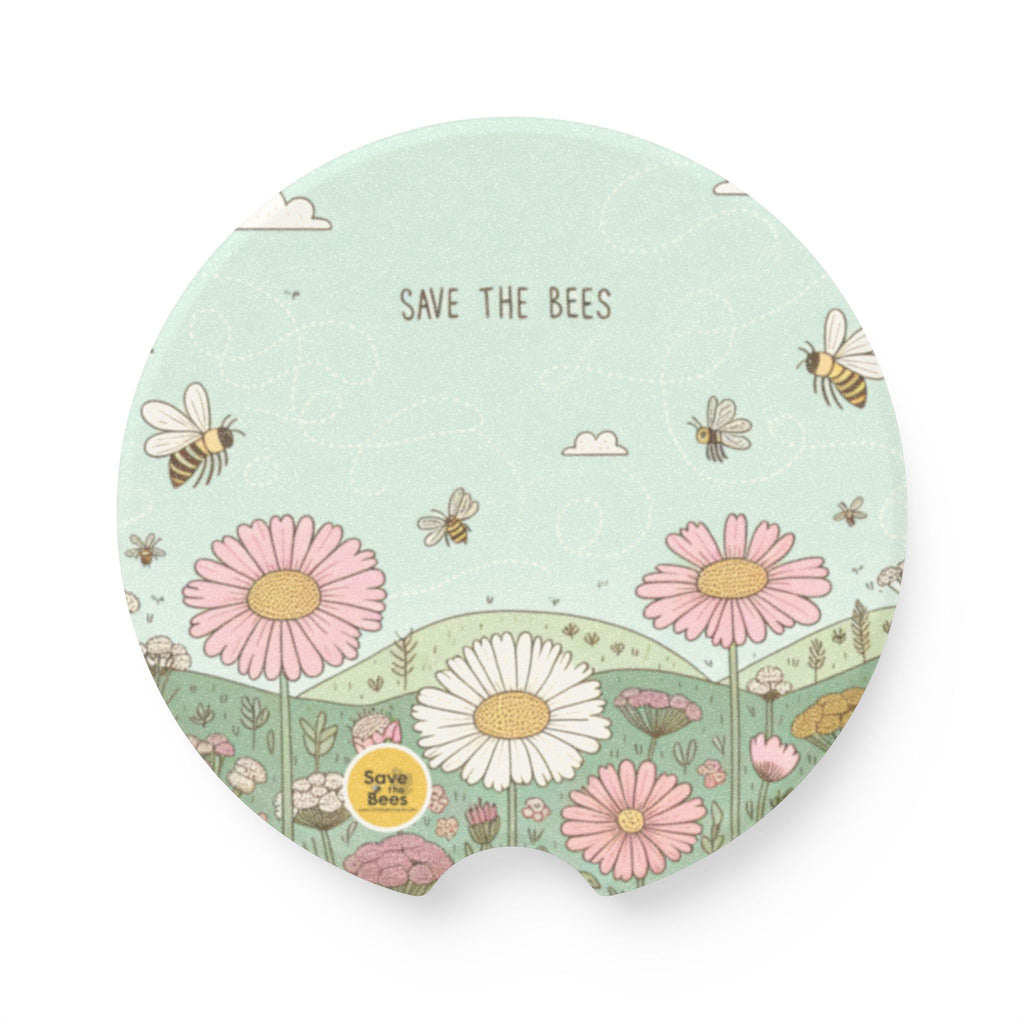 Eco-Friendly Soapstone Car Coaster - Save the Bees Design 2