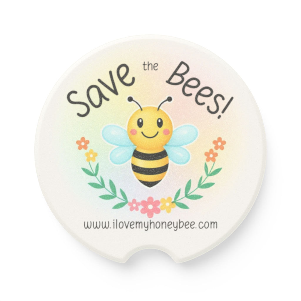 Save the Bees! Soapstone Car Coaster | Eco-Friendly Bee Design