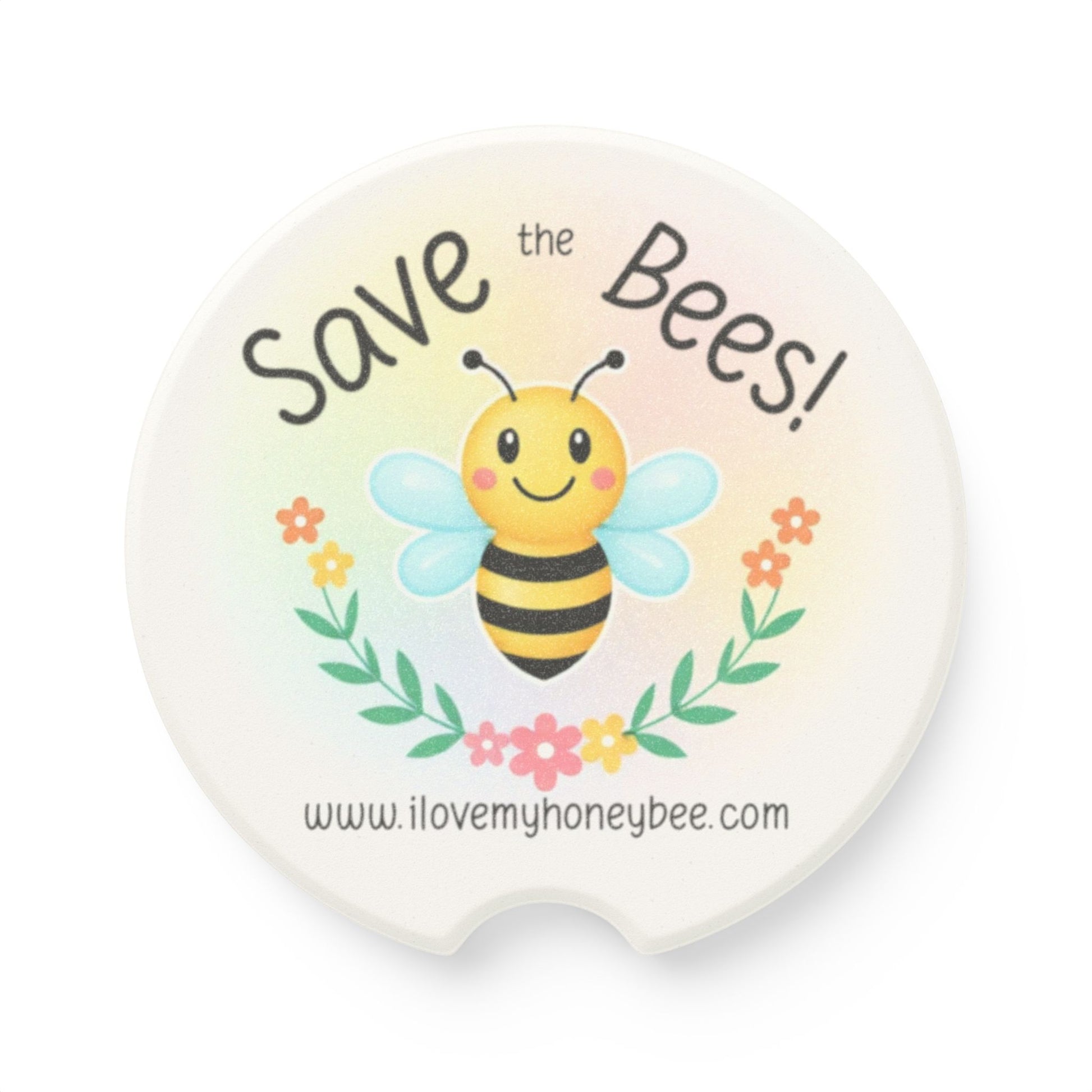 Save the Bees! Soapstone Car Coaster | Eco-Friendly Bee Design