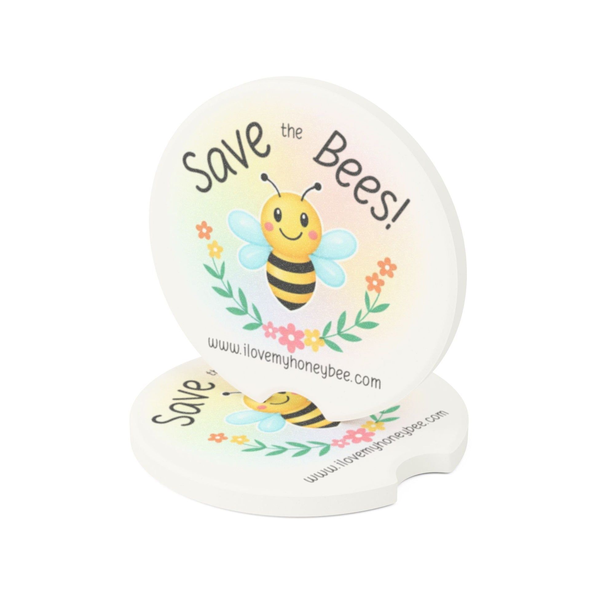 Save the Bees! Soapstone Car Coaster | Eco-Friendly Bee Design