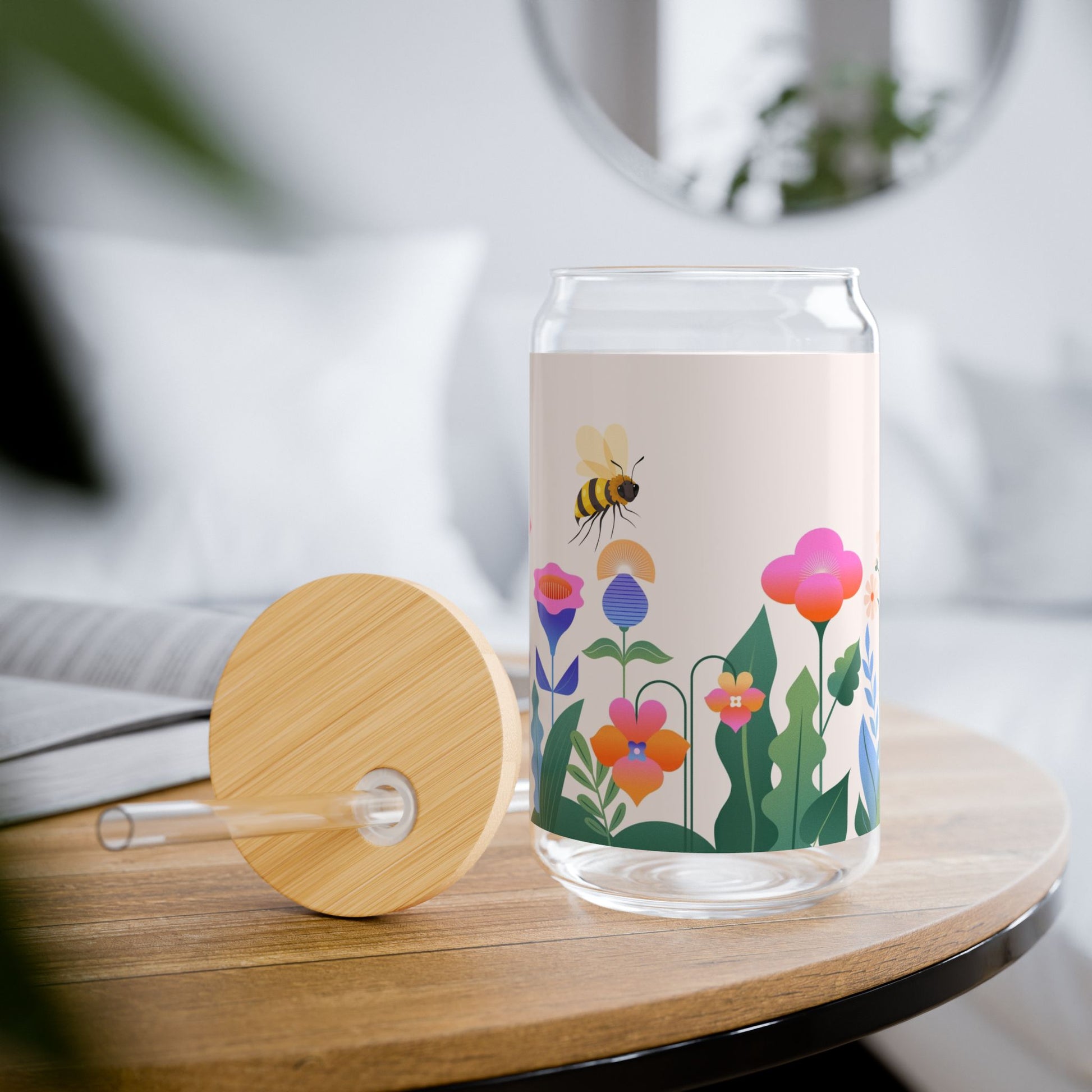 Flowers & Bees Sipper Glass 16oz