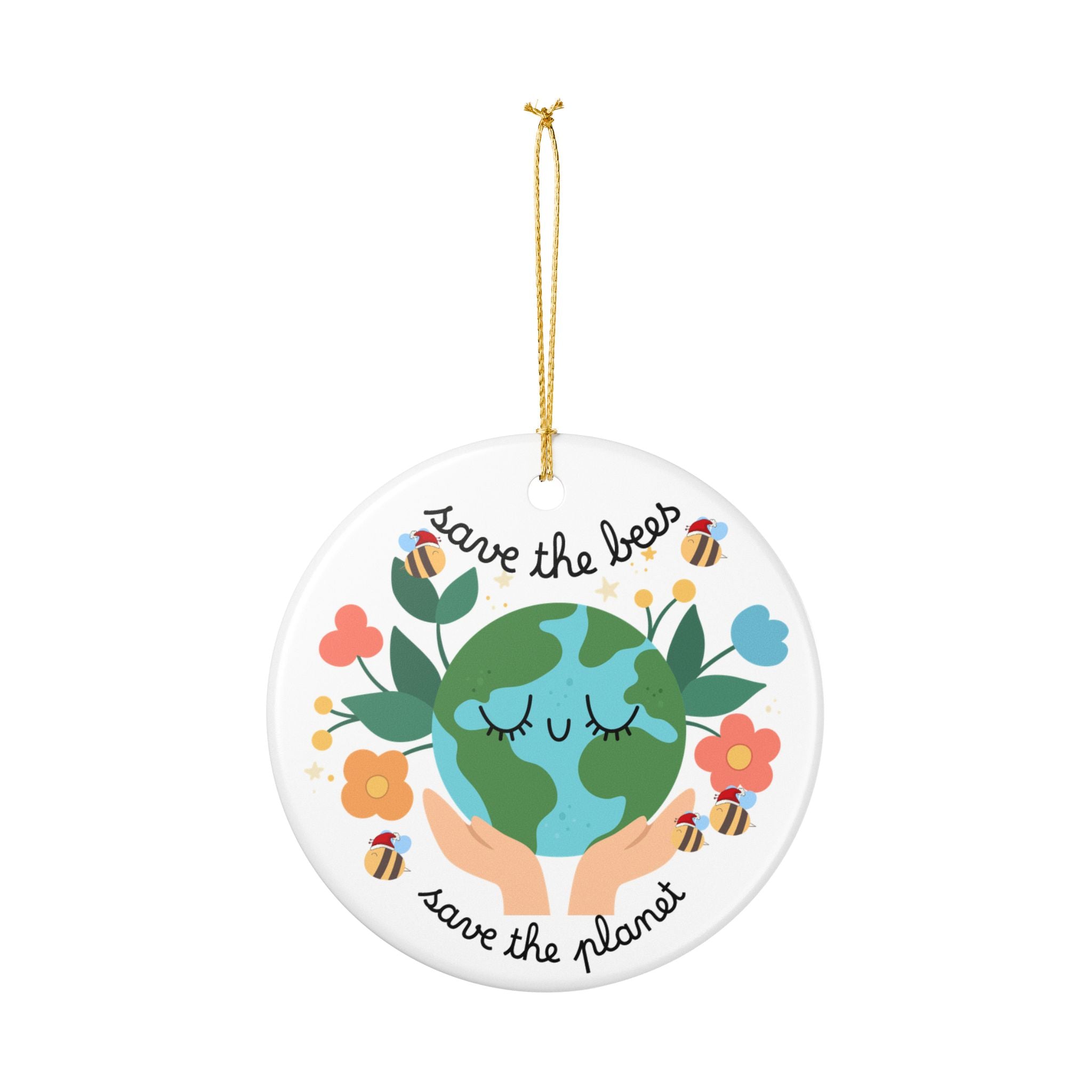 Save the Bees Ceramic Ornament — Eco-Friendly