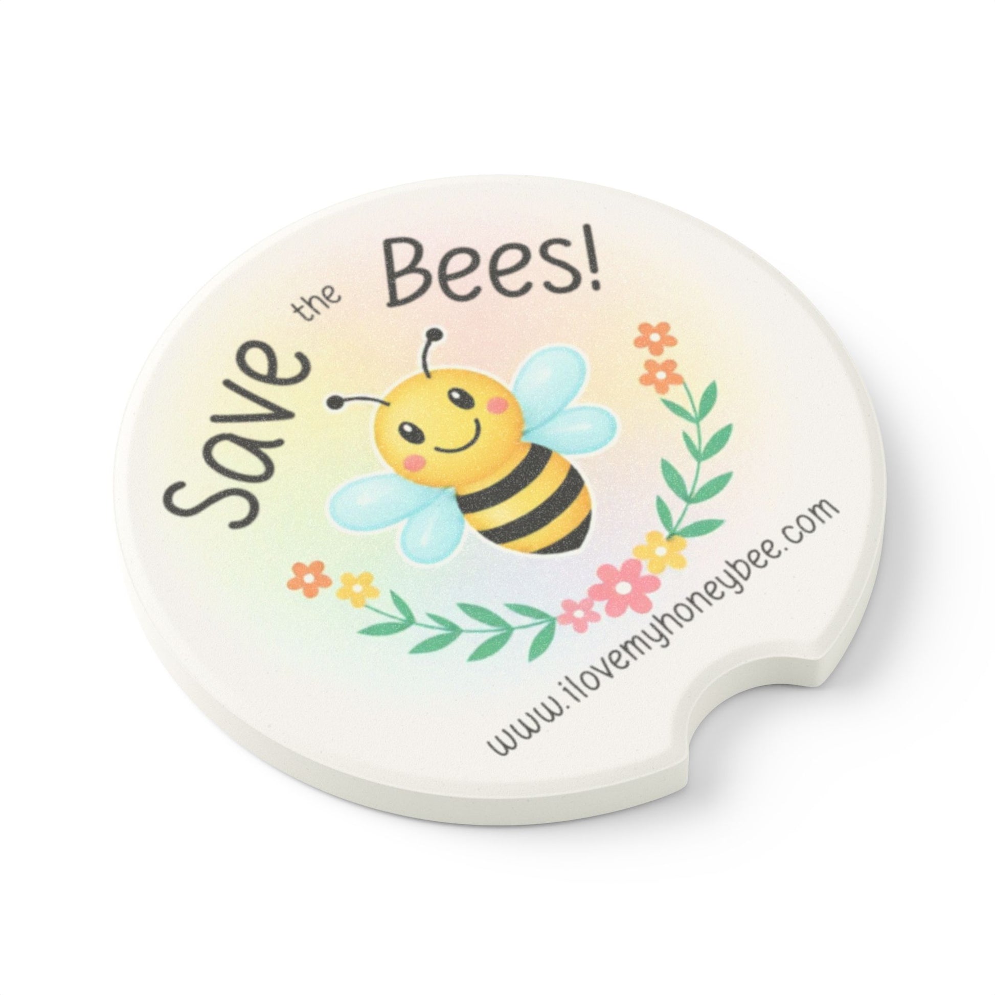 Save the Bees! Soapstone Car Coaster | Eco-Friendly Bee Design