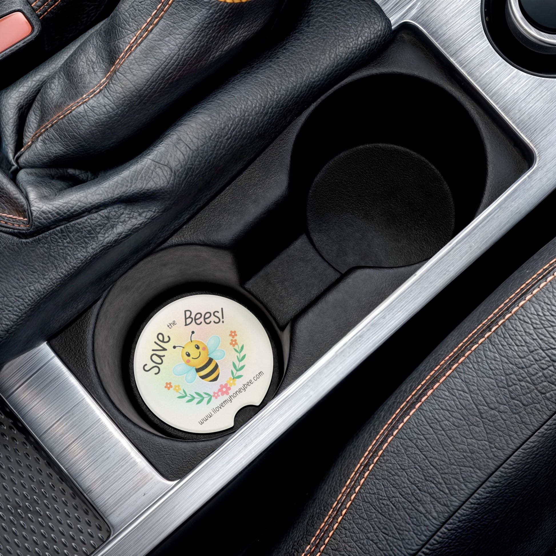 Save the Bees! Soapstone Car Coaster | Eco-Friendly Bee Design