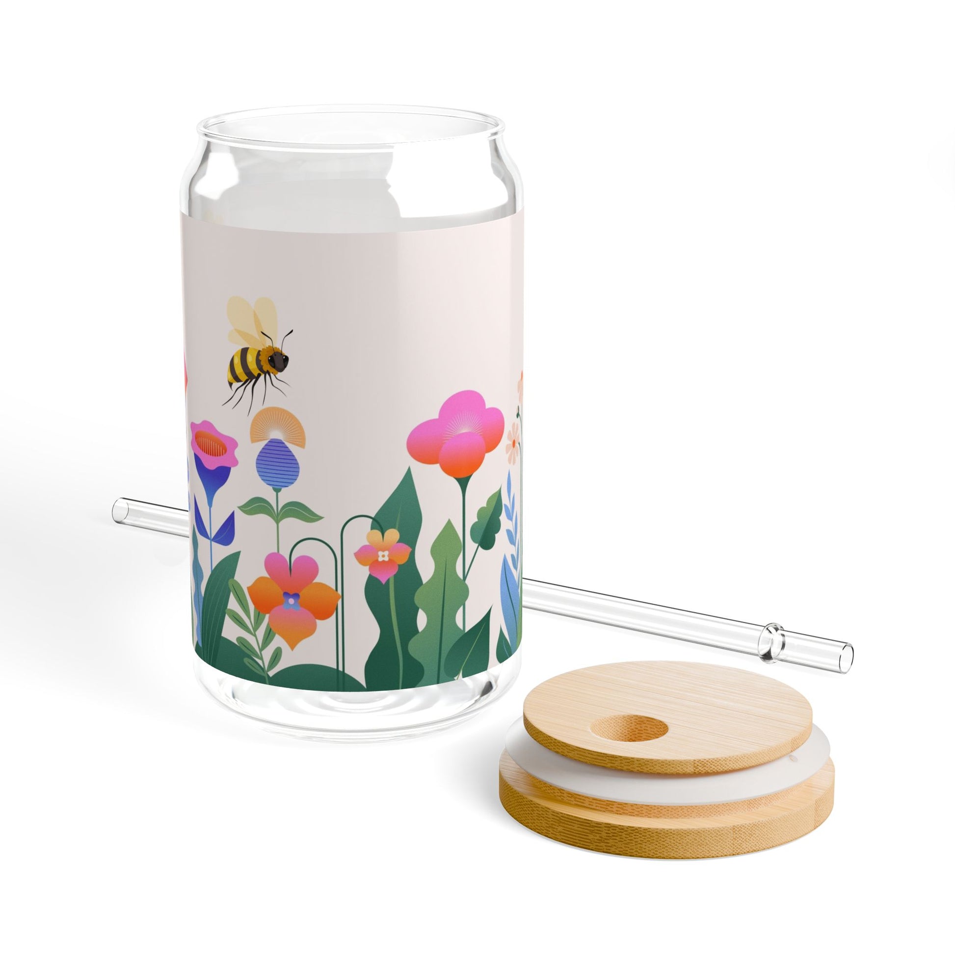 Flowers & Bees Sipper Glass 16oz
