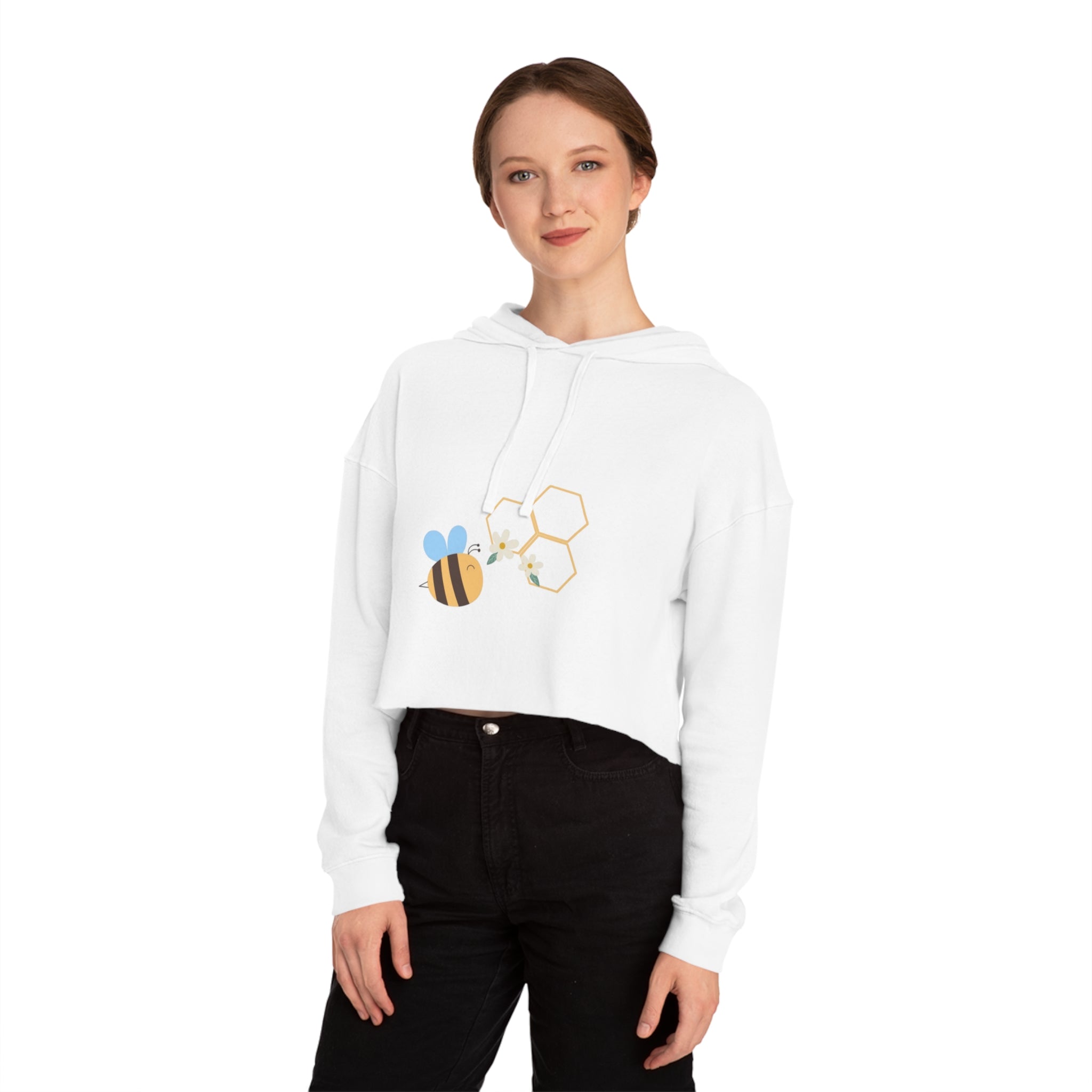Cute Bee & Daisy Cropped Hoodie