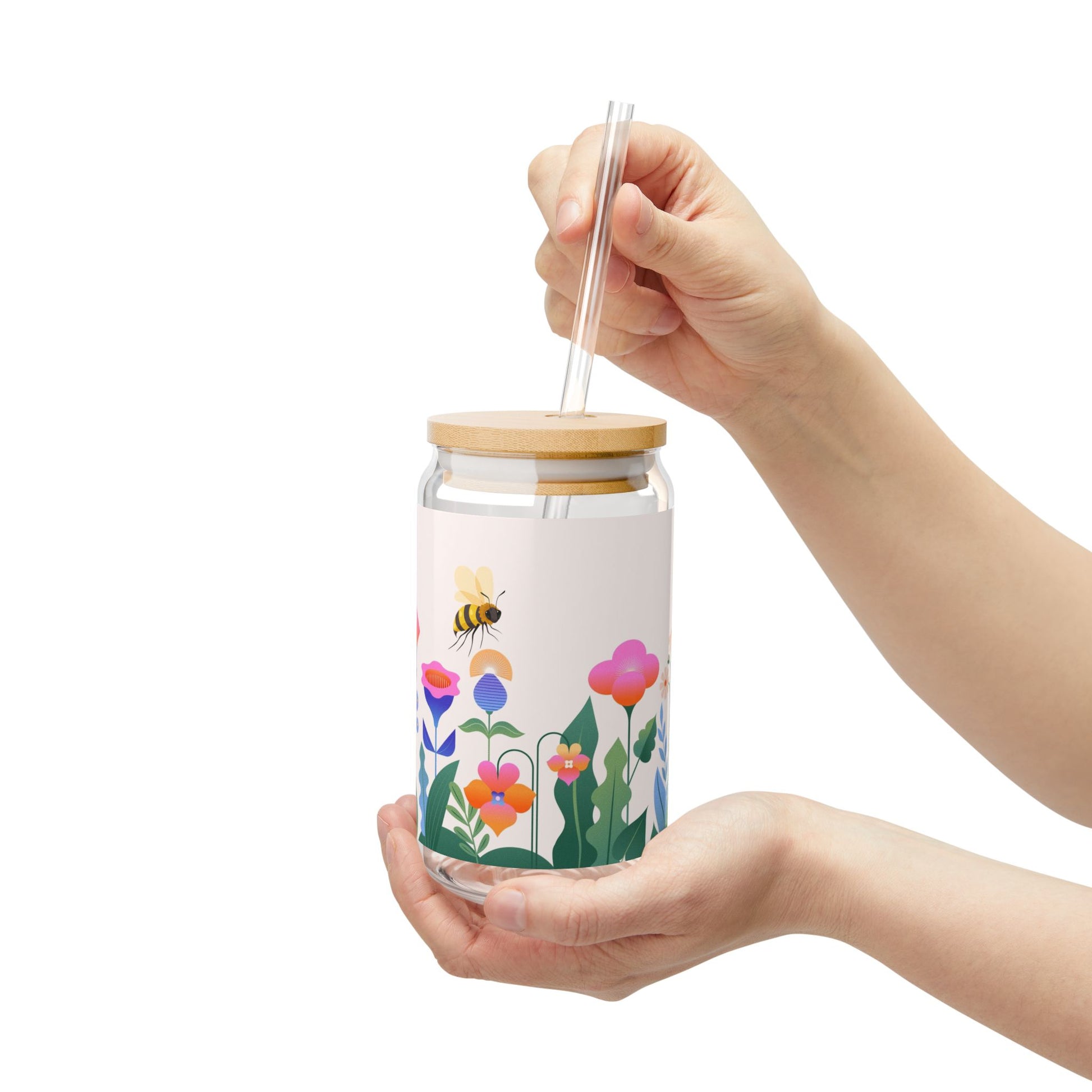 Flowers & Bees Sipper Glass 16oz